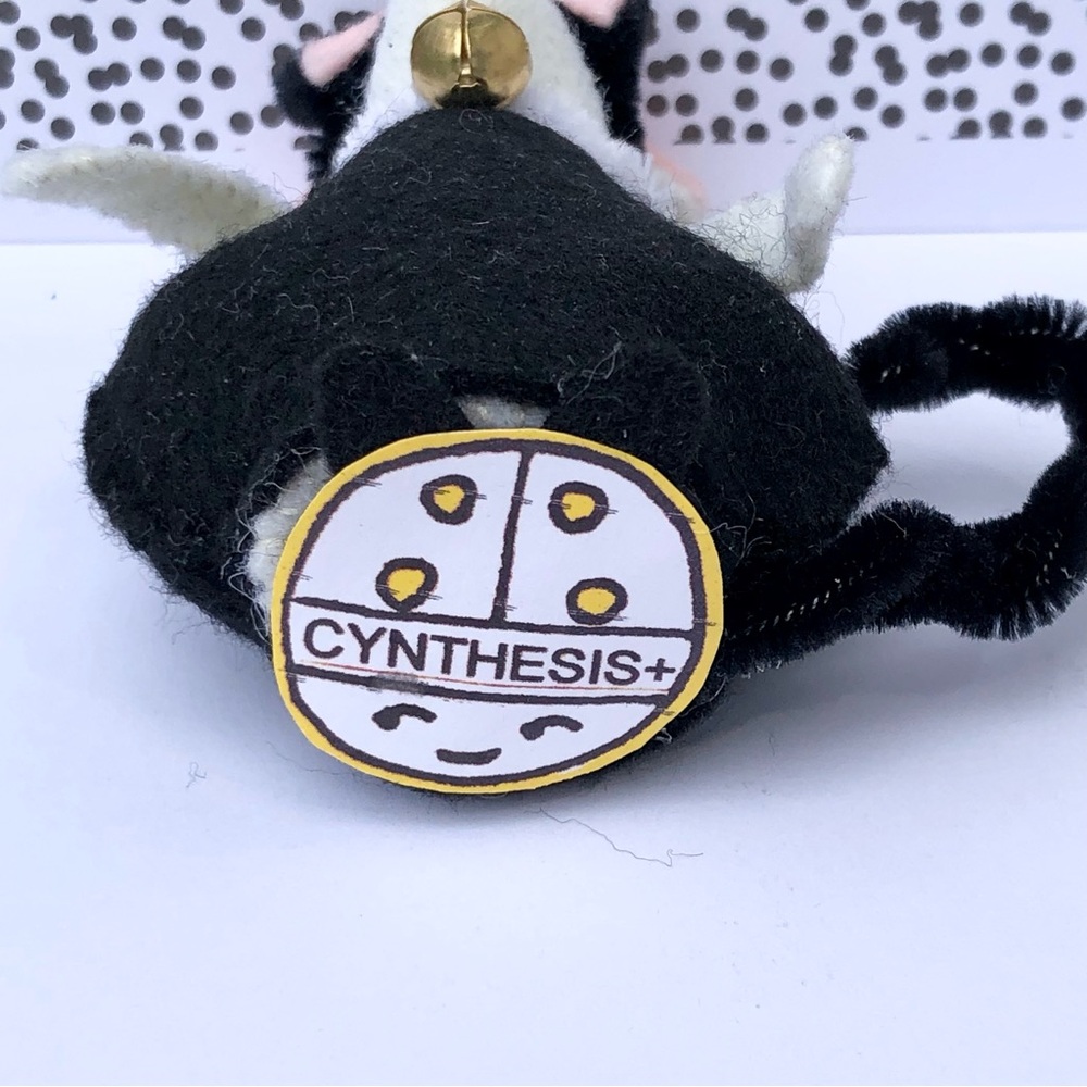Meow! Black Cat costume felt mouse art doll ready Halloween cake topper - Picture 6 of 7
